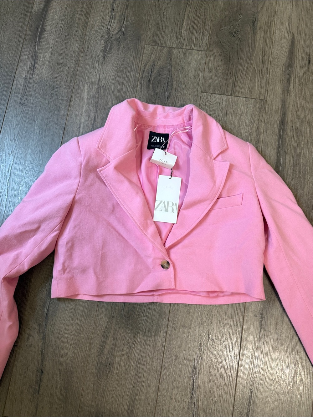 Cropped pink Zara blazer M NWT